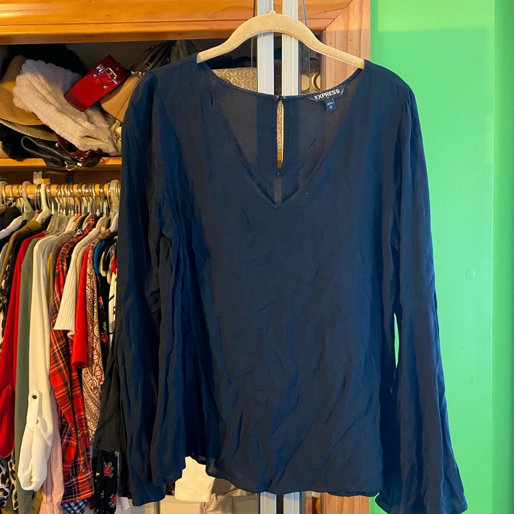 Express black Long Sleeve Relaxed Blouse